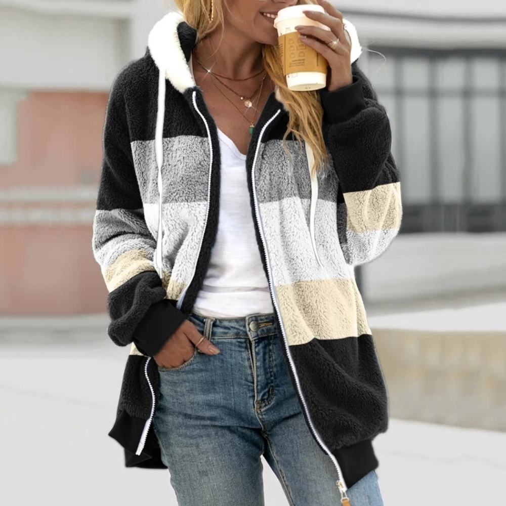 Vintage Black and Cream Teddy Jacket